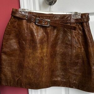 wilson's brown leather mini skirt with belt